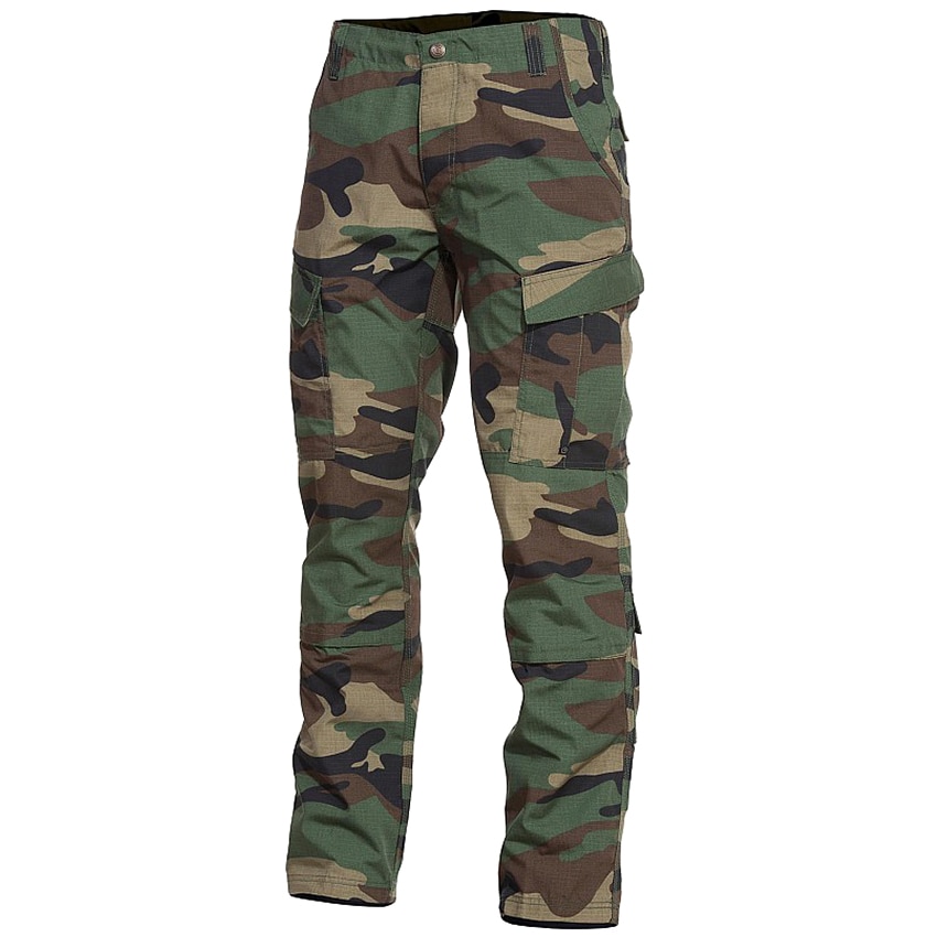 Vojenské kalhoty kapsáče taktické maskáčový Pentagon Acu Woodland 30/32
