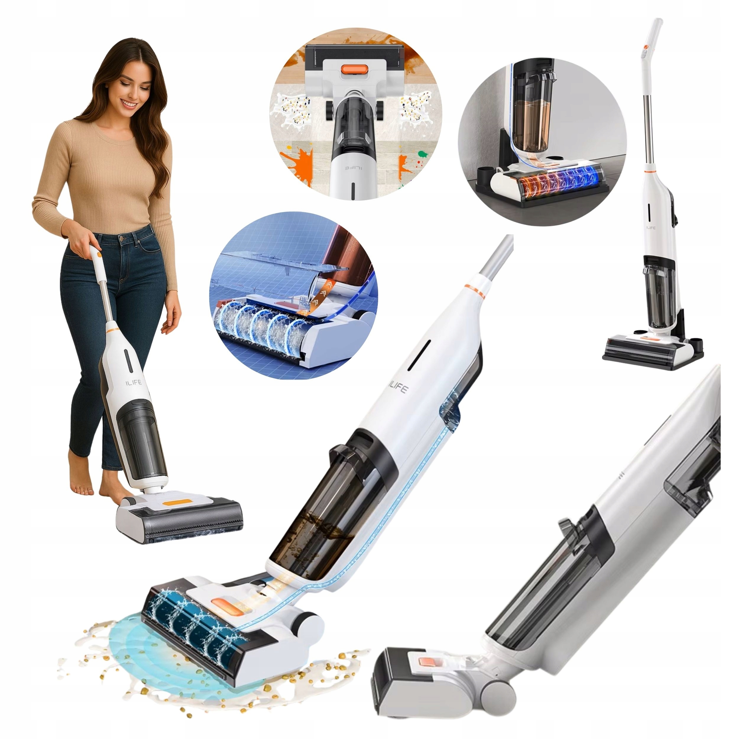 Vysavač Bioniczny Bezworkowý Bezdrátový 3v1 Mopující Samočisticí