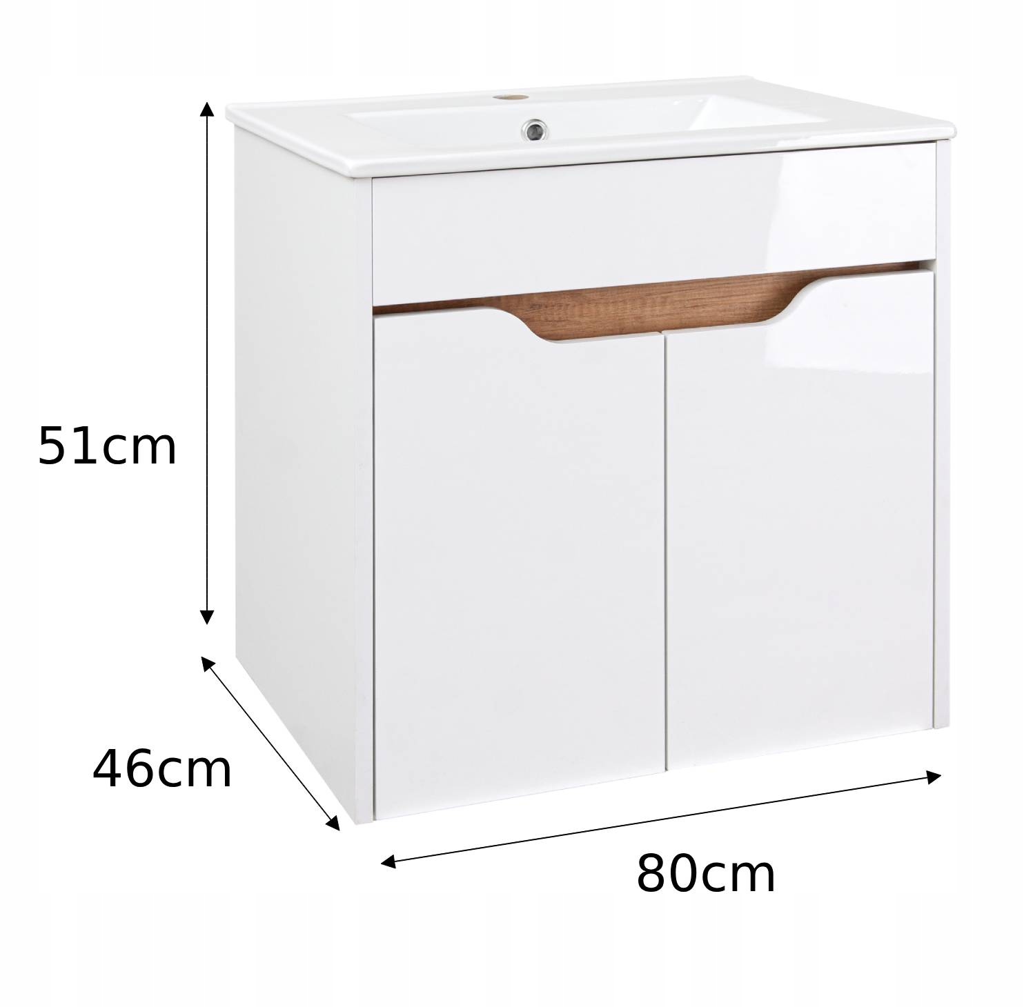 Szafka łazienkowa z umywalką 80 drzwi połysk Liczba elementów w zestawie 2