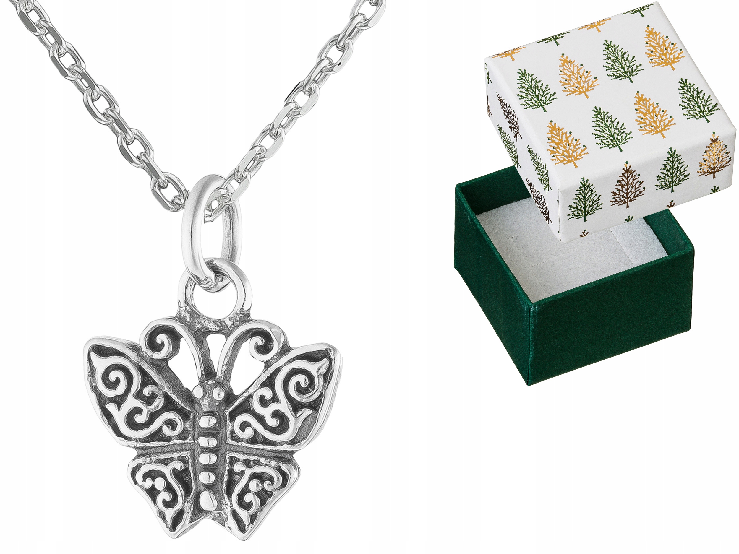 Drobný stříbrný náhrdelník Motýlek ze stříbra Motýl Oxidovaný Řetízek 90 cm