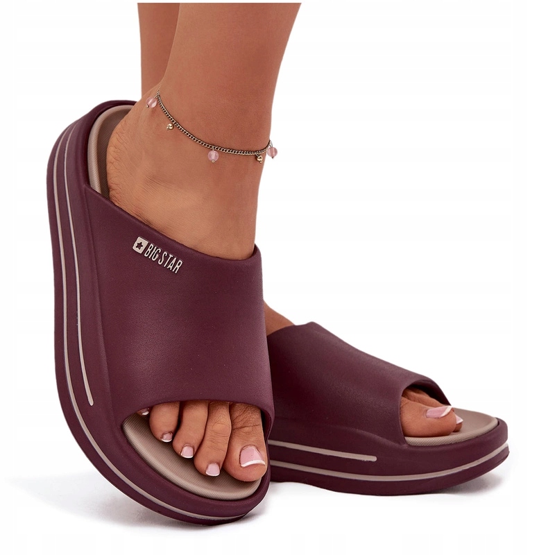 Klapki Damskie Na Platformie Big Star SS274425 Bordowe 38