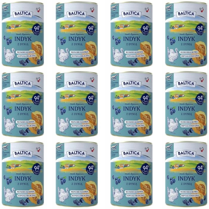 Baltica Karma mokra dla psa Indyk z dynią bezzbożowa premium 12 x 400g