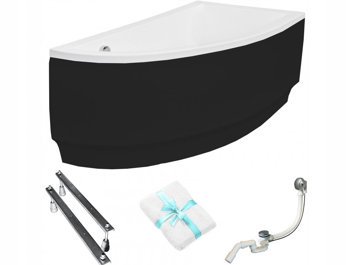 Besco Vana 140x70 Praktikum pravá s černým krytem sifon