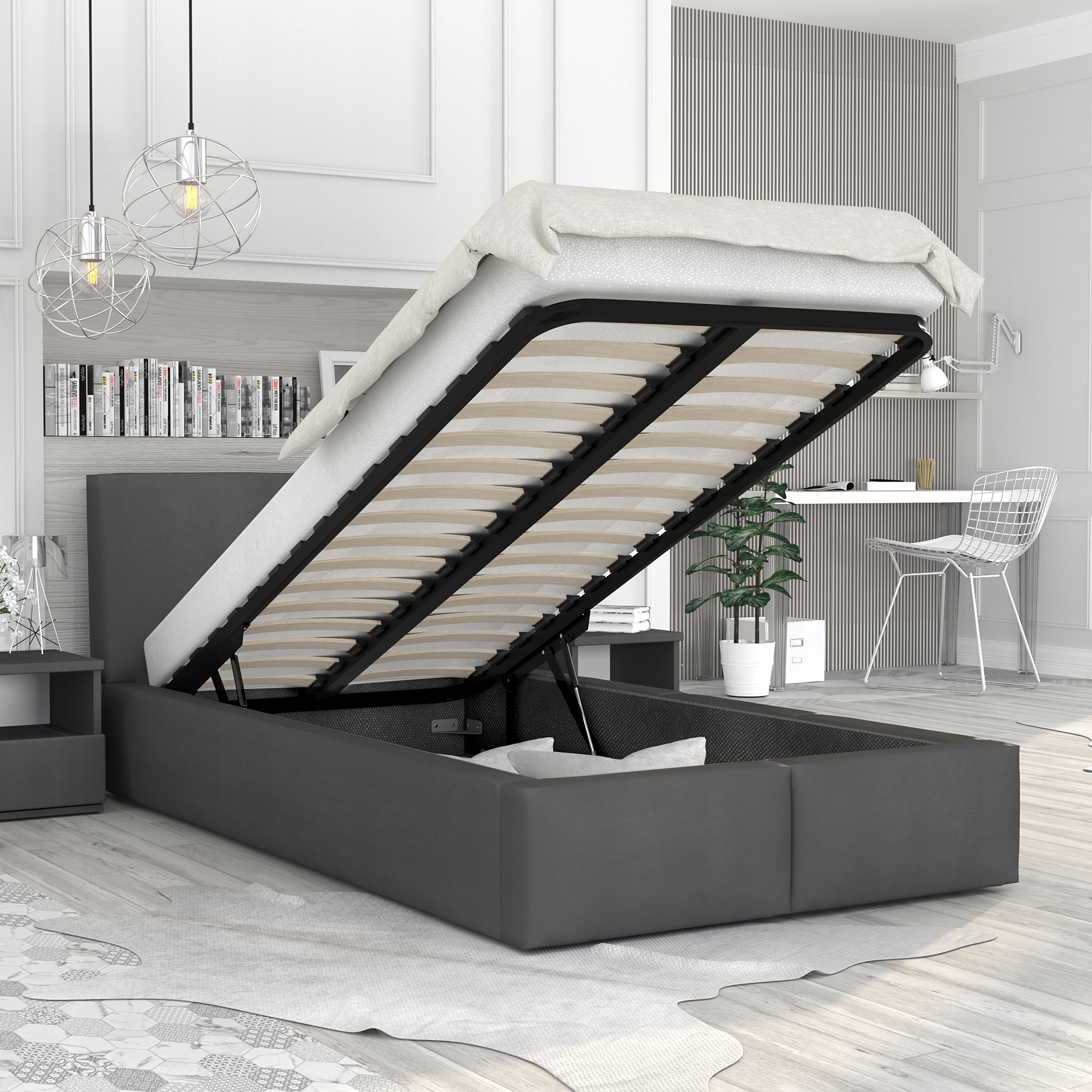 

Łóżko 120x200 tapicerowane stelaż metalowy Fresia