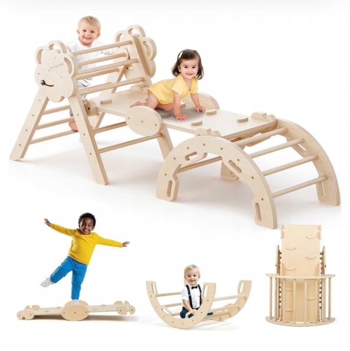 Cosyland drewniany plac zabaw dla dzieci 8w1 drabinka zestaw wspinaczkowy