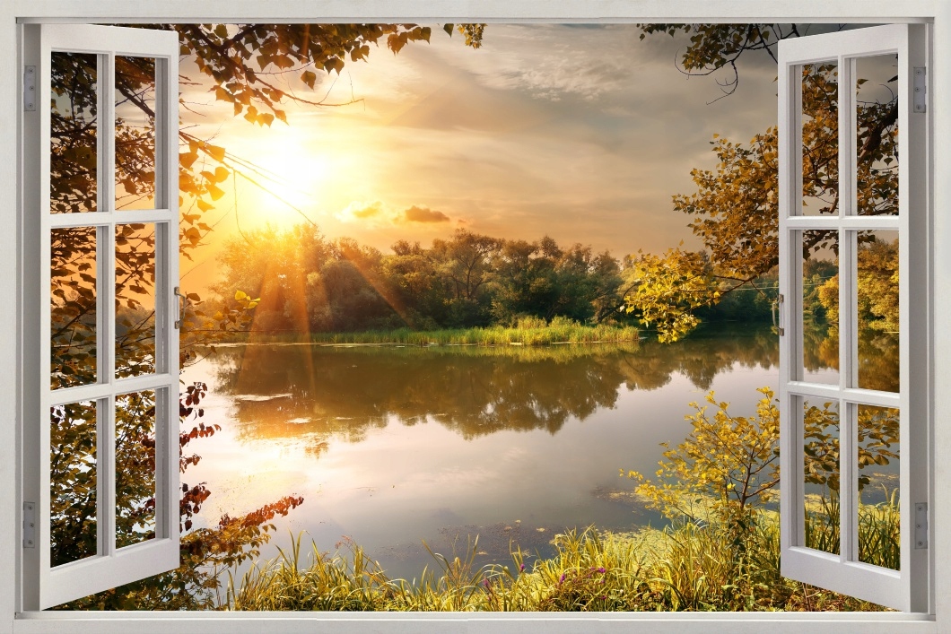 

Fototapeta Okno Krajobraz jezioro mazury las