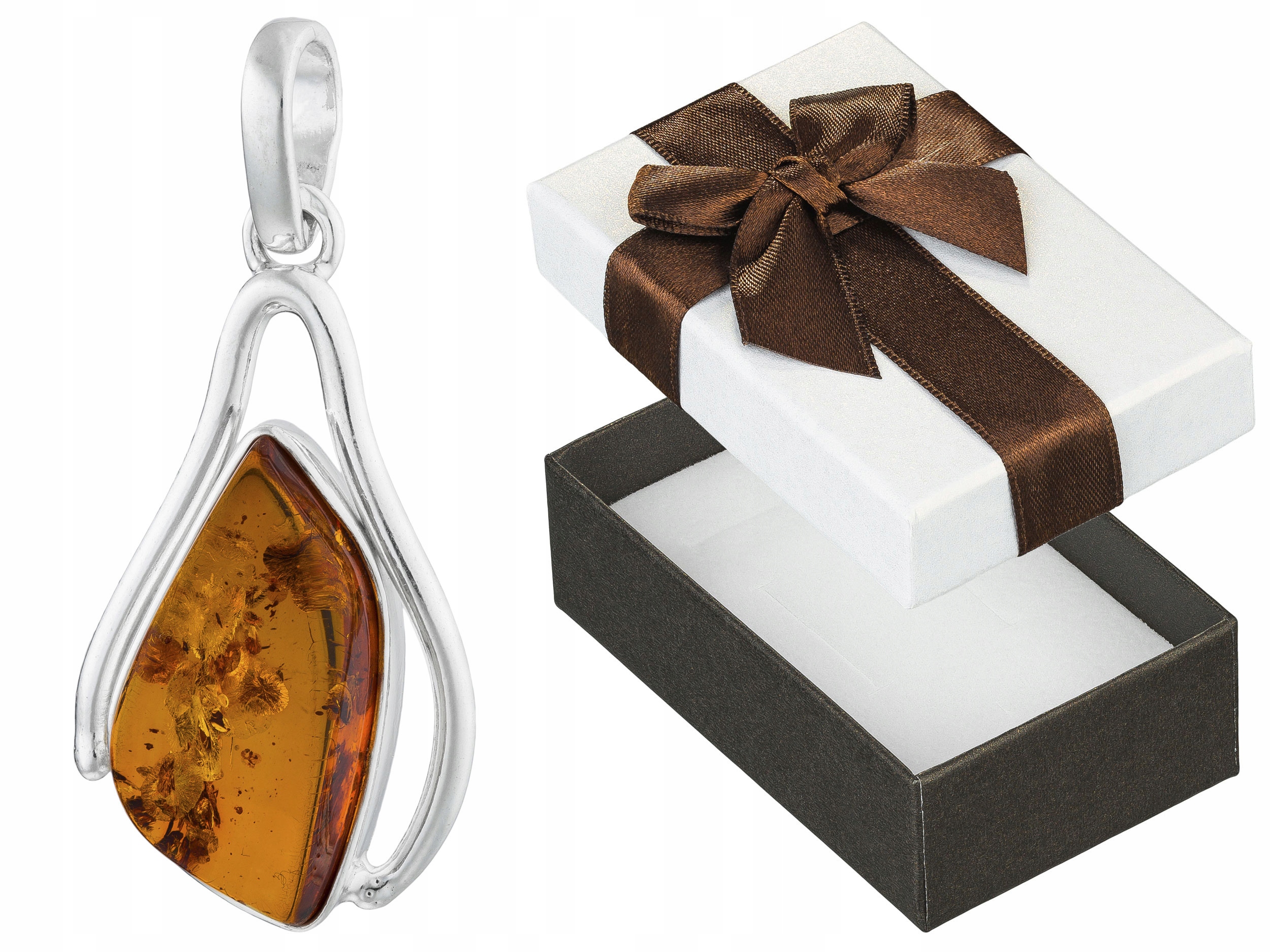 Velký stříbrný přívěsek Unikát s jantarem Ručně vyrobený stříbrný Přívěsek