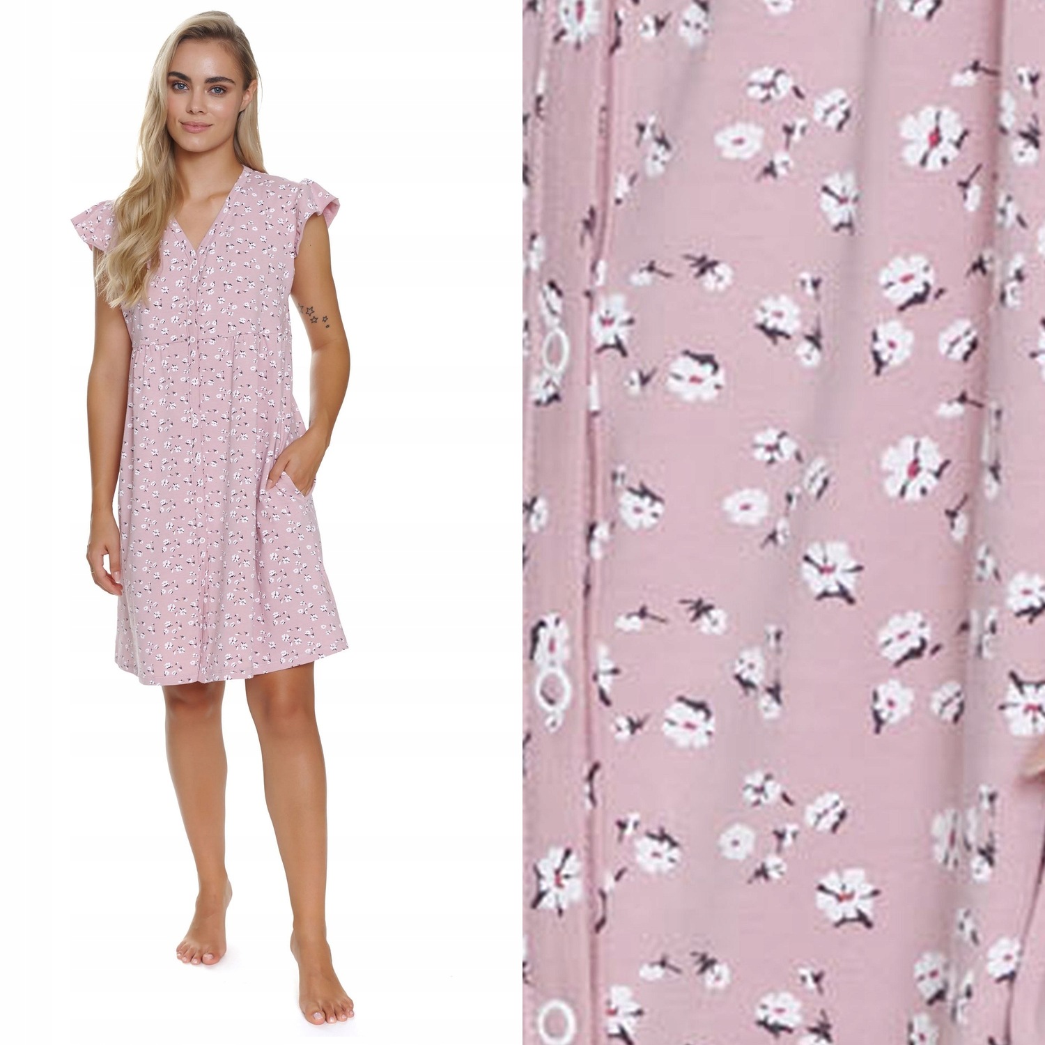 noční Doctornap Tcb 5327 daisy flowers růžová s bavlnou na druky M