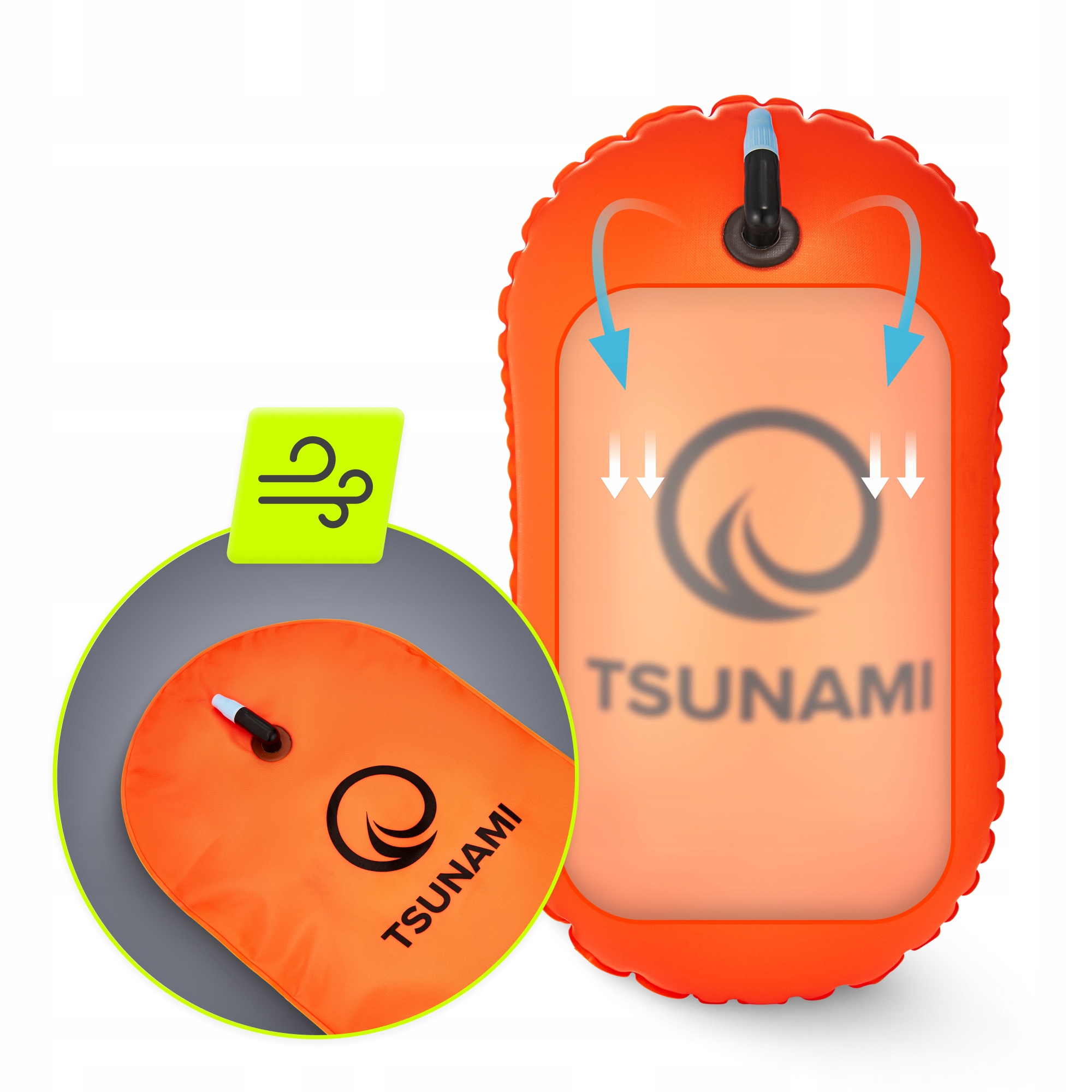 BOJKA DMUCHANA DO PŁYWANIA ASEKURACYJNA WIDOCZNOŚĆ NA WODZIE BEZPIECZEŃSTWO Marka Tsunami