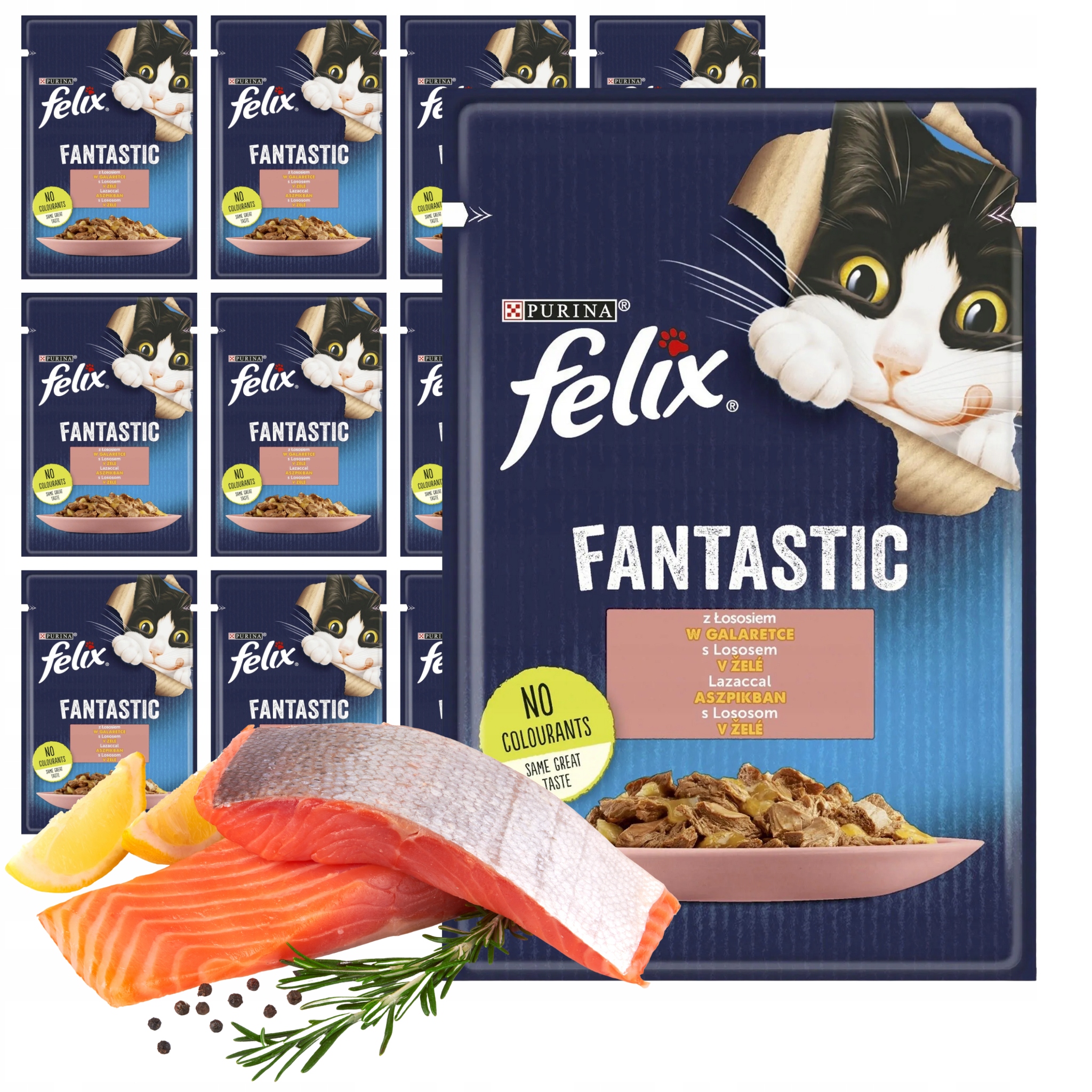 Levně Krmivo mokré pro kočky Purina Felix Fantastic s lososem v želé 26x85 g