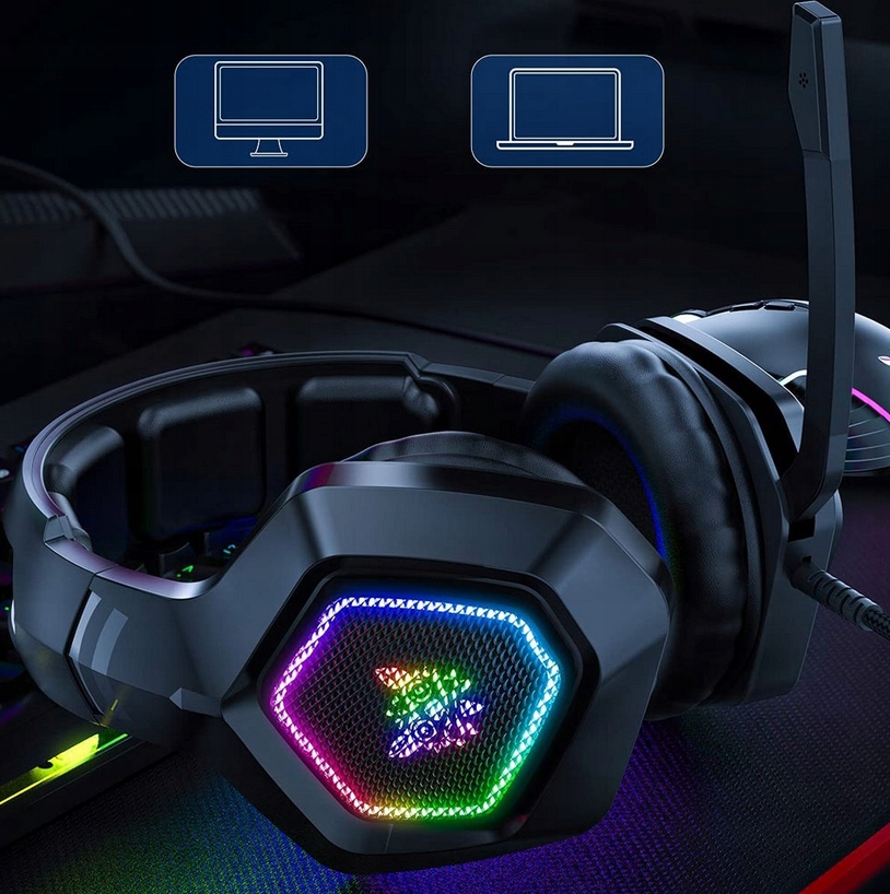 ONIKUMA K10 SŁUCHAWKI GAMINGOWE NAUSZNE PRZEWODOWE Z MIKROFONEM LED RGB Mikrofon tak
