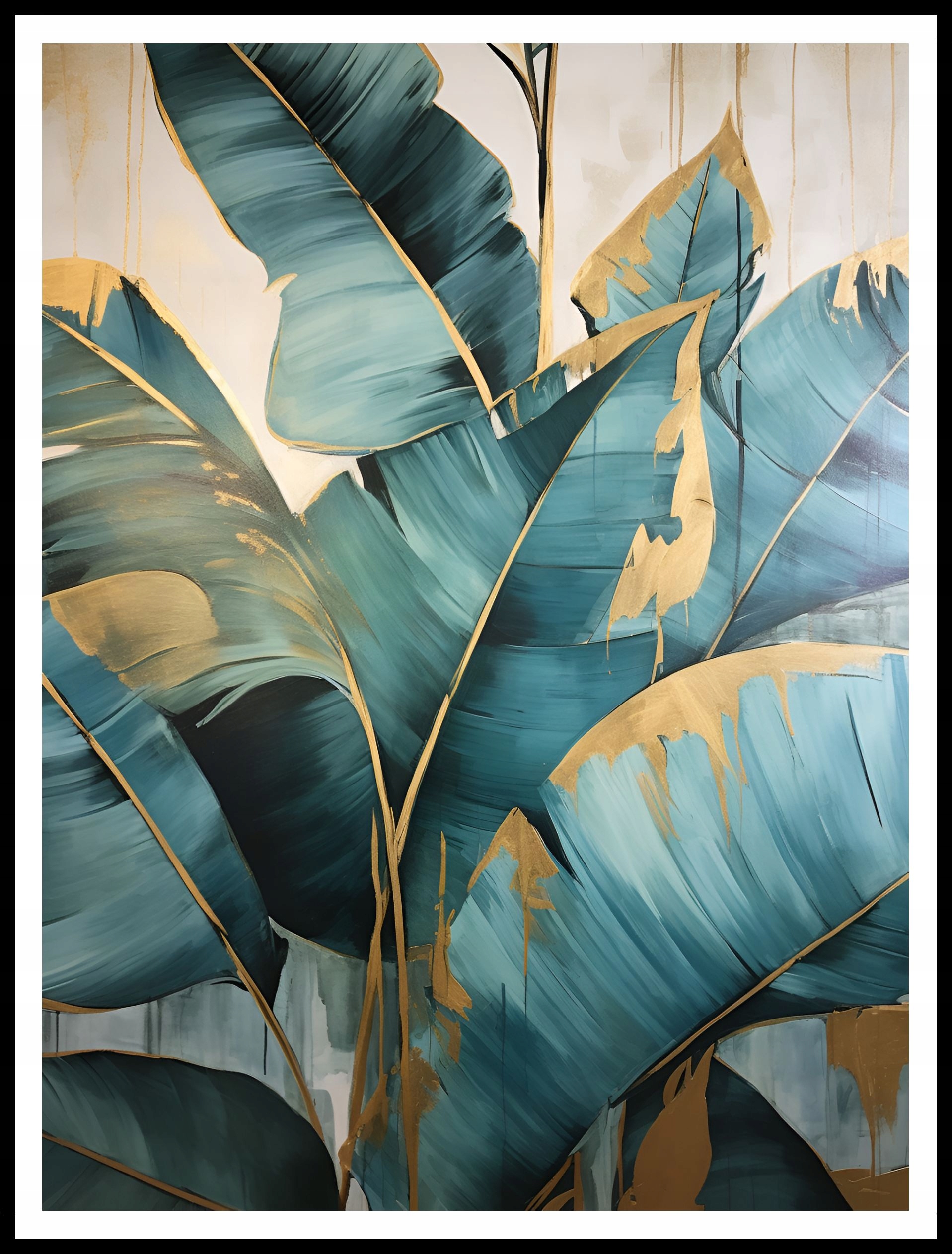 Plakat na Ścianę Obraz Rośliny Abstrakcja Złoto 70x100 cm Premium ElliveX Wysokość produktu 100 cm