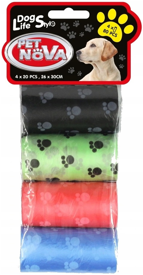 

Kolorowe woreczki na psie odchody Pet Nova 80 szt