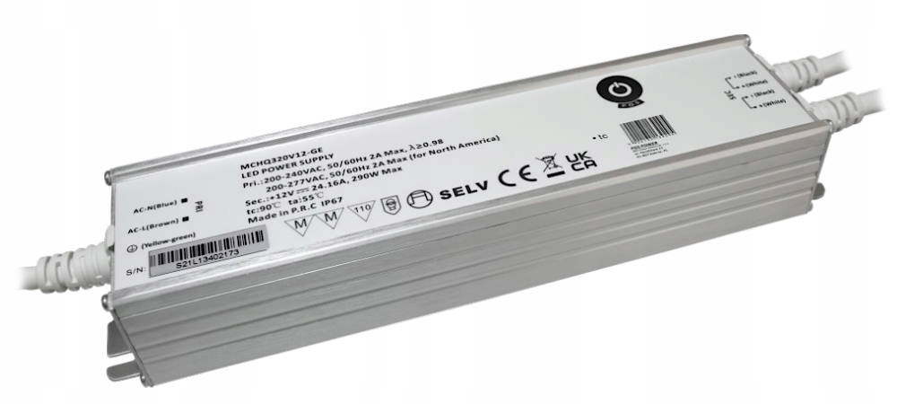 Led napájací zdroj 12V/24.16A 290W CV, kov, Pfc, IP67
