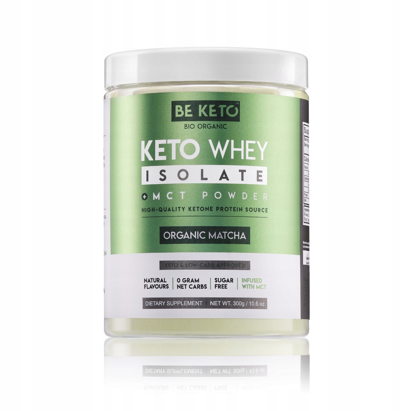 BeKeto Keto Proteinový Izolát s Mct Organická Matcha Whey Erythritol Bez cukru
