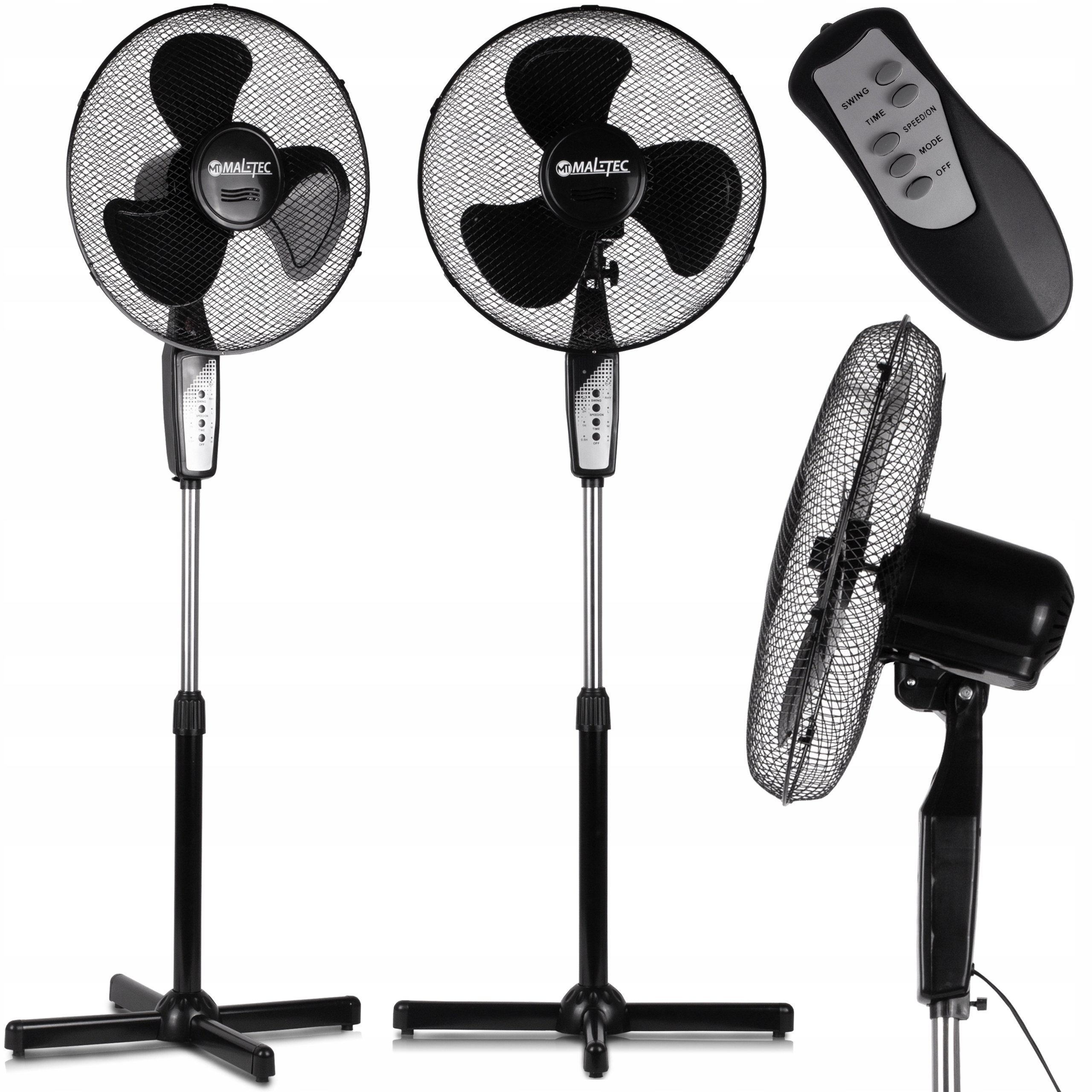 WENTYLATOR STOJĄCY PODŁOGOWY MOCNY DOMOWY OSCYLACJA TIMER PILOT Szerokość podstawy 60 cm