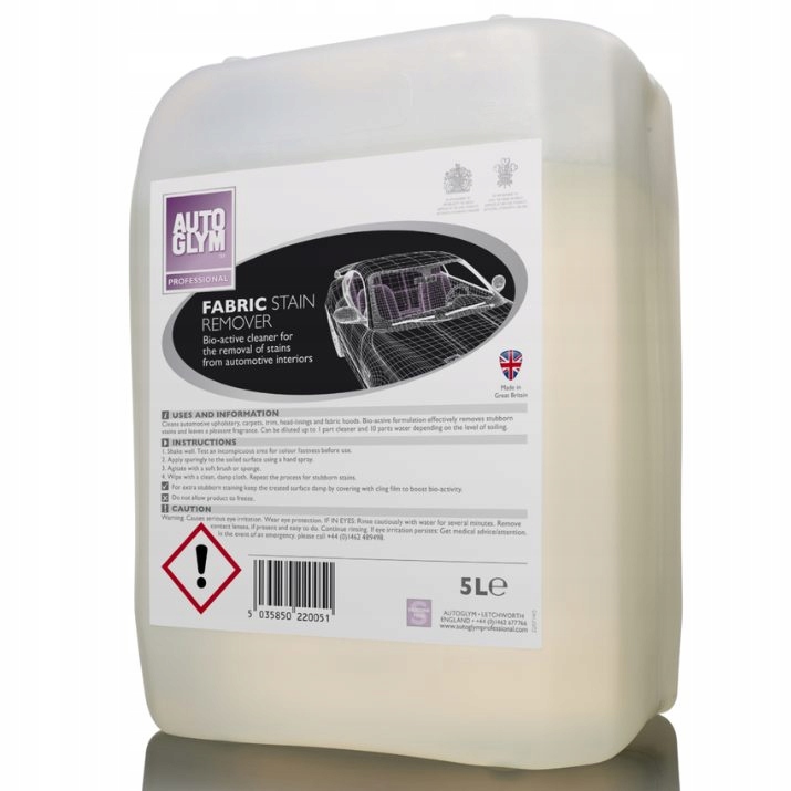 Autoglym Fabric Stain Remover 5L Pro prostriedok na pranie čalúnenia a odstraňovač škvŕn