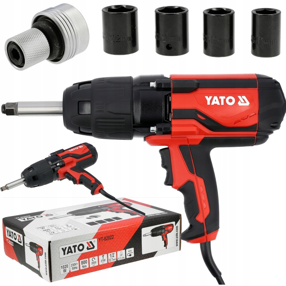 Elektryczny Klucz Udarowy 800NM 1020W 1/2" Nasadki 17-22MM Długie Wrzeciono