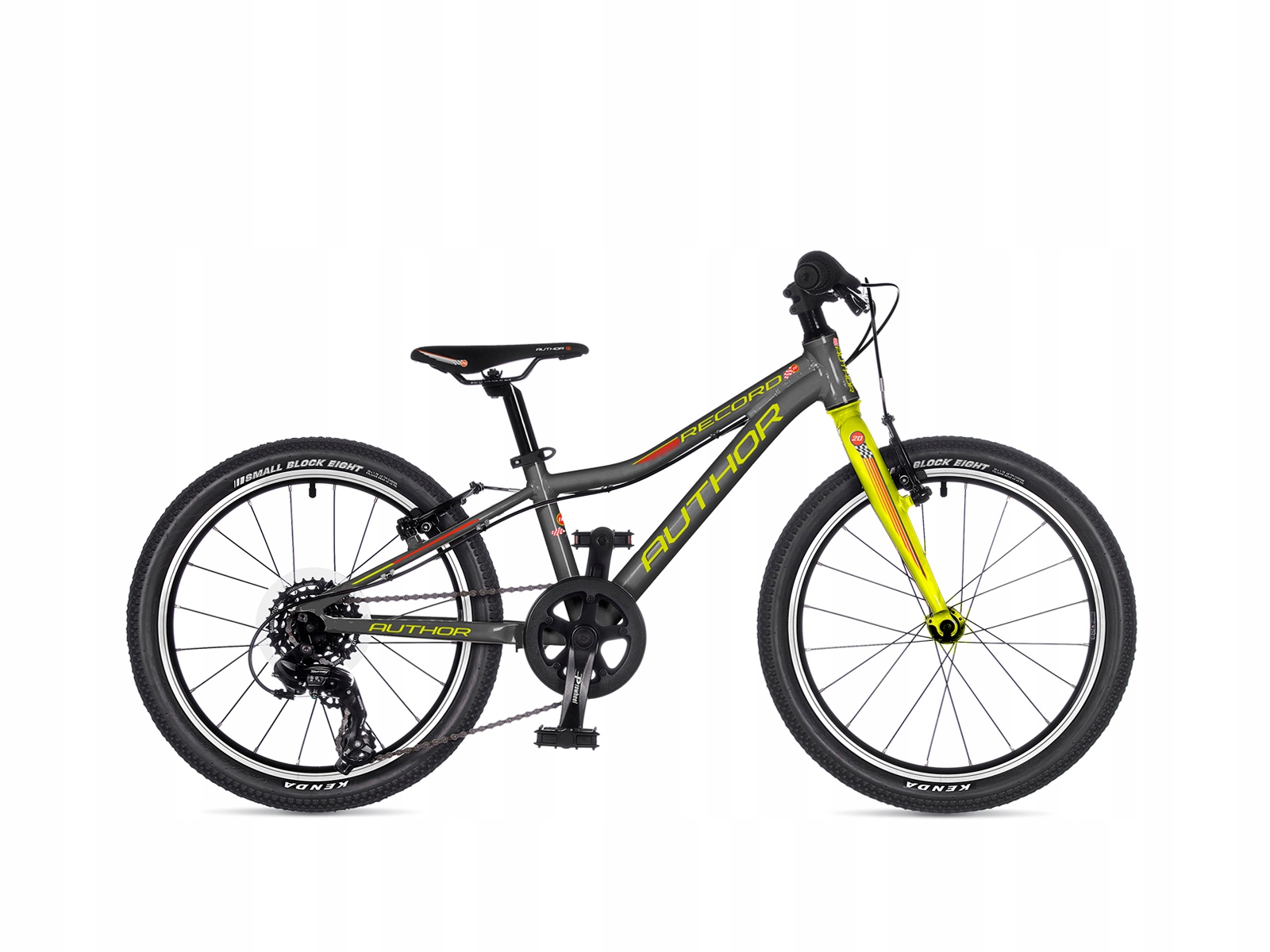 Rower Author Record koło 20", rama 10" b. lekki 8,4kg szaro-limonkowy 2025