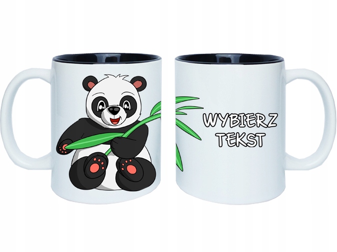 

Kubek Urocze Pandy Z Czarnym Wnętrzem Napis