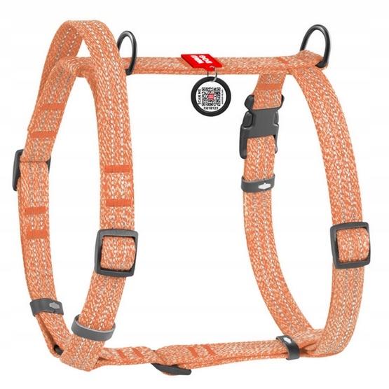 Levně Postroj Pro Psa S Rukojetí Z Bavlny, Reflexní, Waudog, Re-cotton, Oranžová Barva