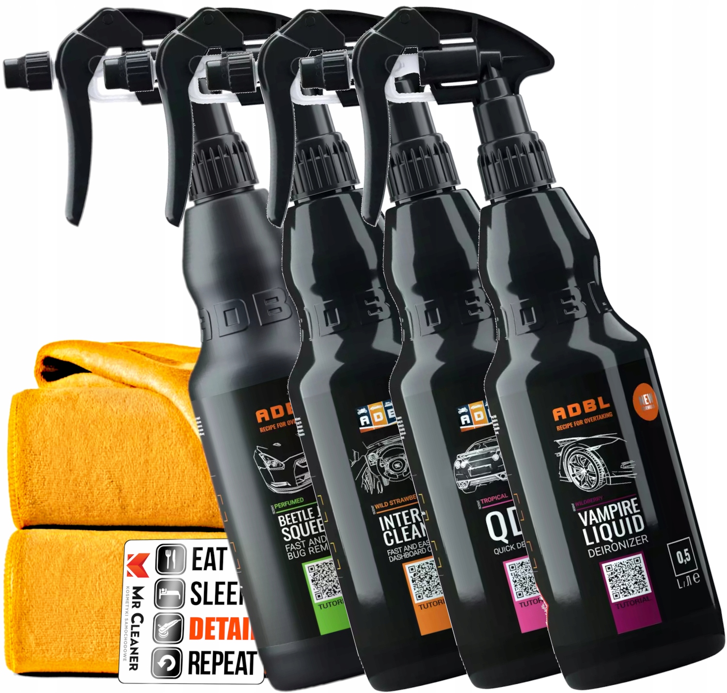 ADBL ZESTAW KOSMETYKÓW DO AUTA DO CZYSZCZENIA SAMOCHODU DETAILING 4x 500ml