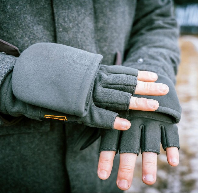 RĘKAWICZKI WĘDKARSKIE MYŚLIWSKIE MITENKI SOFTSHELL 2w1 MEMBRANA