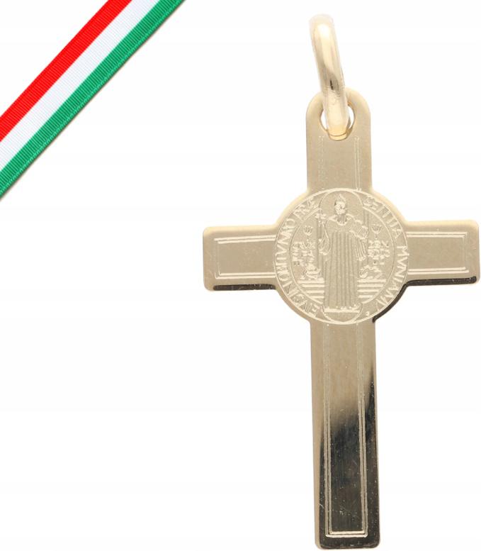Zlatý přívěsek 585 kříž sv. Benedikta křest jako dárek ke svatému přijímání