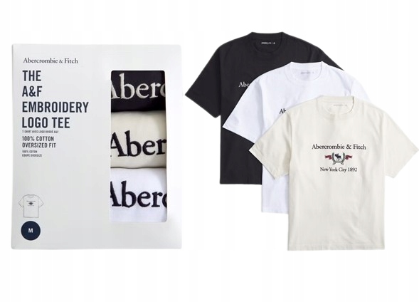 3x tričko Abercrombie&Fitch tričko L/XL 3PAK 3-pack Premium