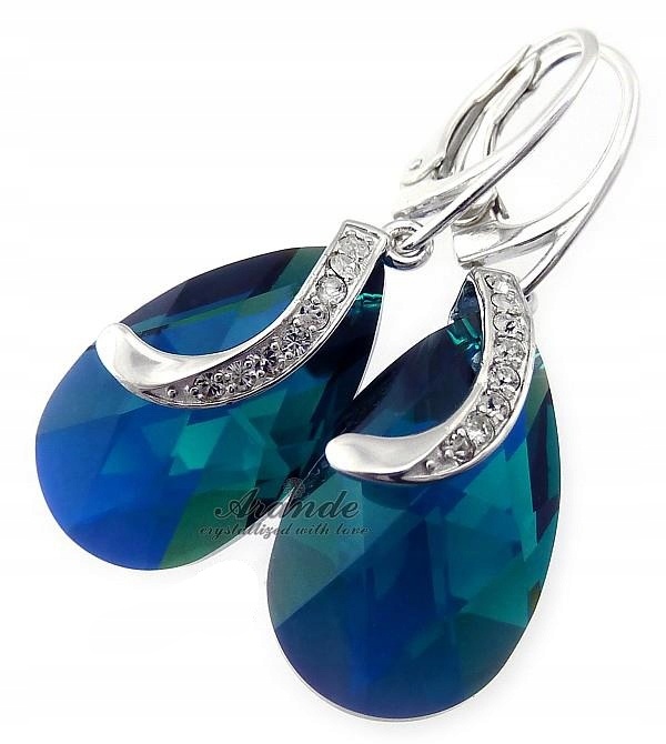 Krystaly Náušnice Emerald Senti Stříbro
