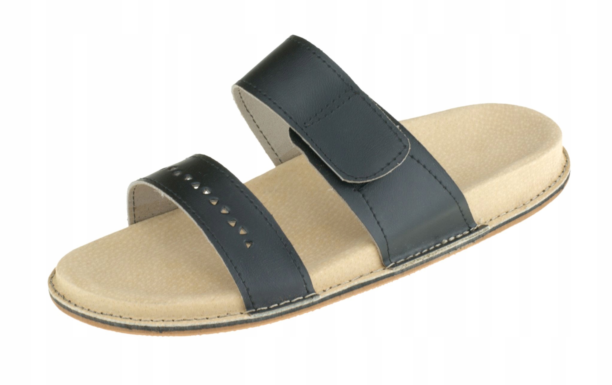 

Klapki skórzane Fusbet, Dwa Paski, Czarne 44