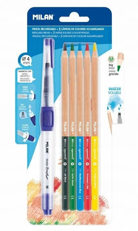 Plastové štětce na malování barvami pro děti Vodní Štětec 5 Pastelek