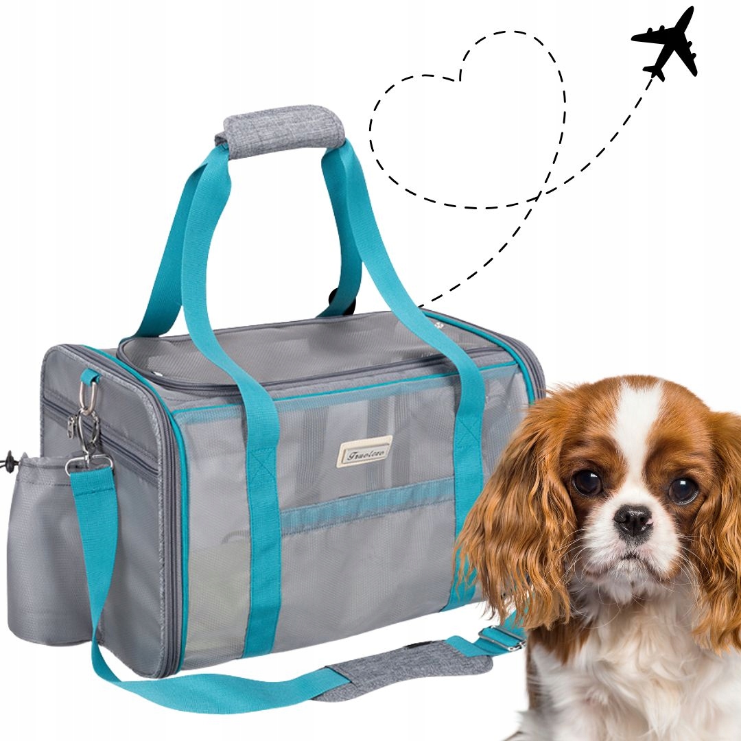 Transporter lotniczy dla psa Truelove Mesh niebieski 42,5cm x 27cm x 26cm