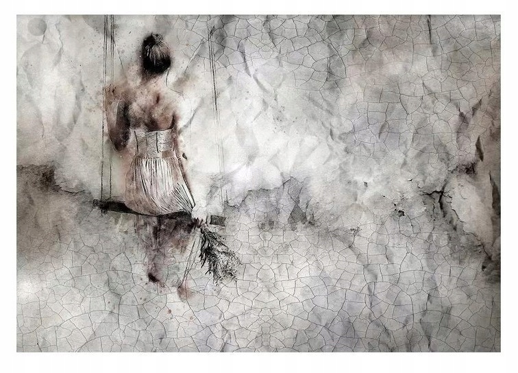 Fototapeta Žena Betón Imitácia Na Flizeline Stena 312x219