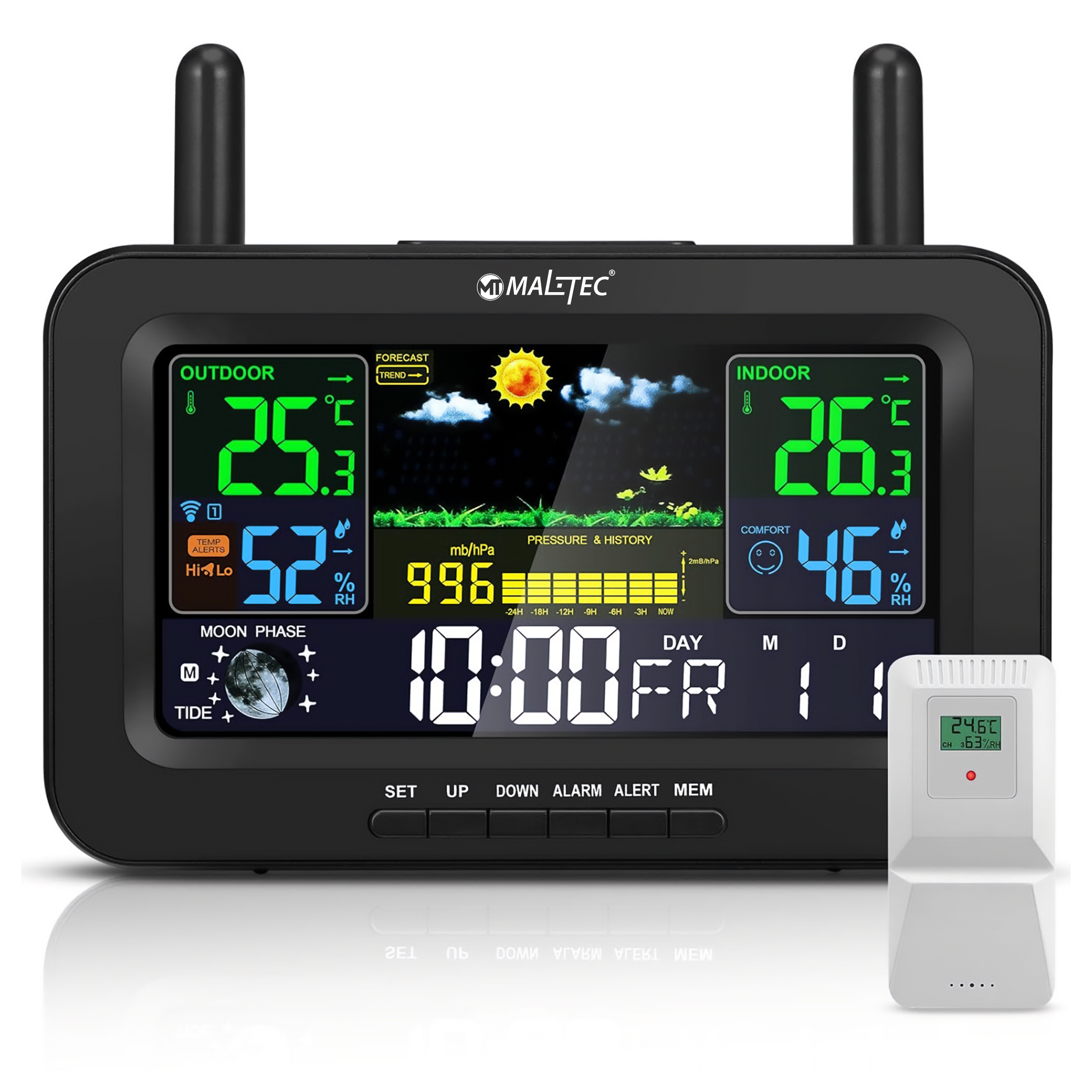 Stacja Pogodowa Bezprzewodowa Termometr Barometr Czujnik Zewnętrzny Pogody