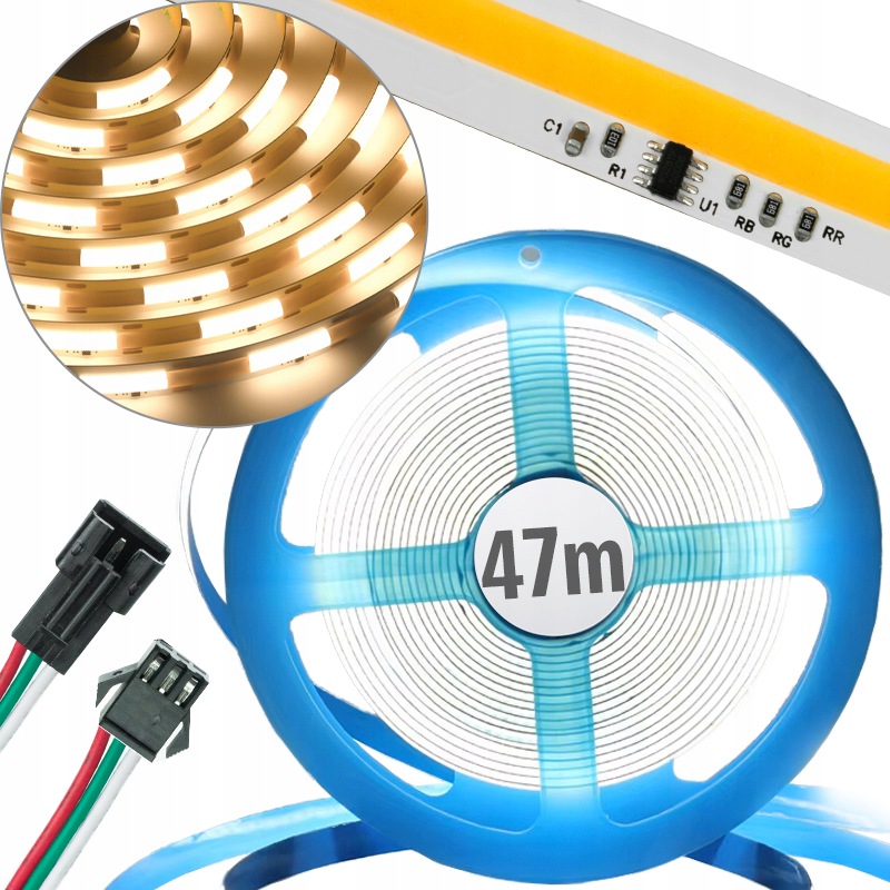 Taśma Led Cob 47m Cyfrowa Neutralny Płynąca 24V 360LED/m WS2811 Adresowalna