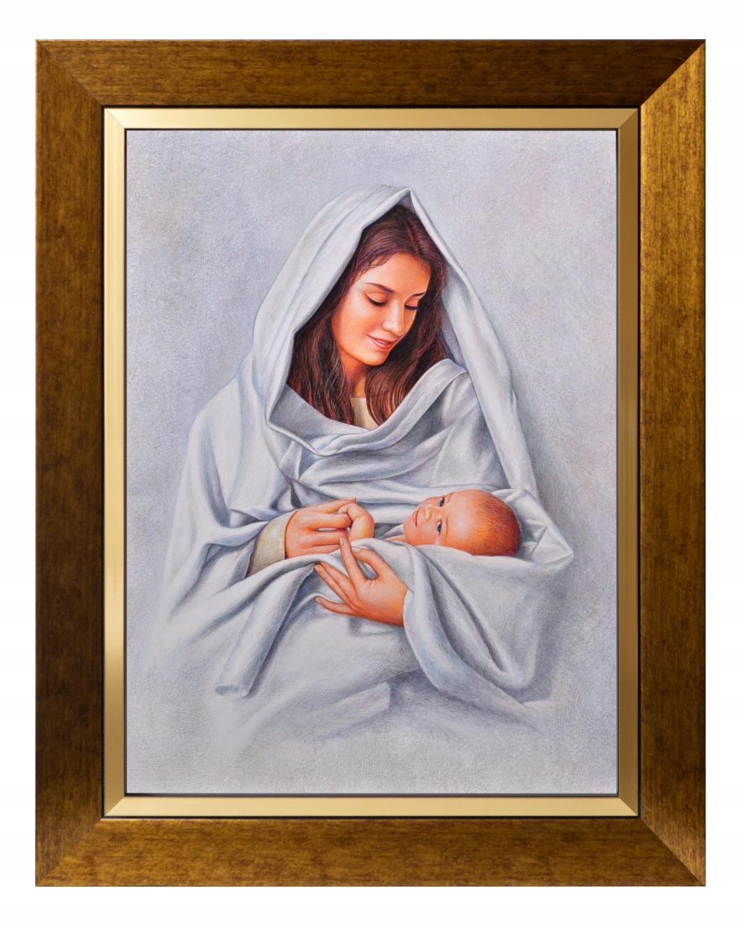 Matka Boží Krmící Obraz Na Plátně Ve Zlatém Zdobeném Rámu 30X40