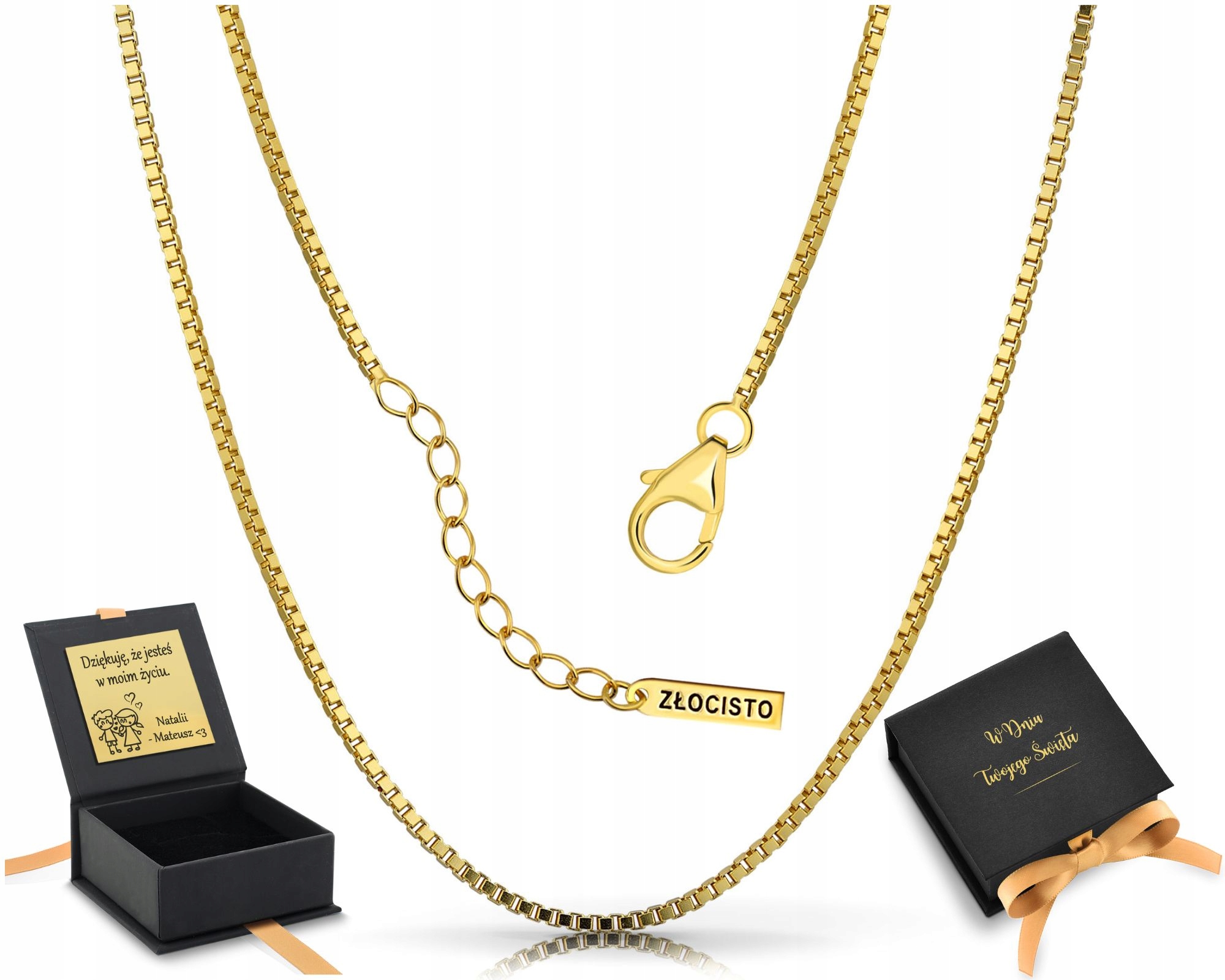 Pozlacený řetízek s dámskou kostkou, dlouhý, zlatý, 60 63 cm stříbro 925