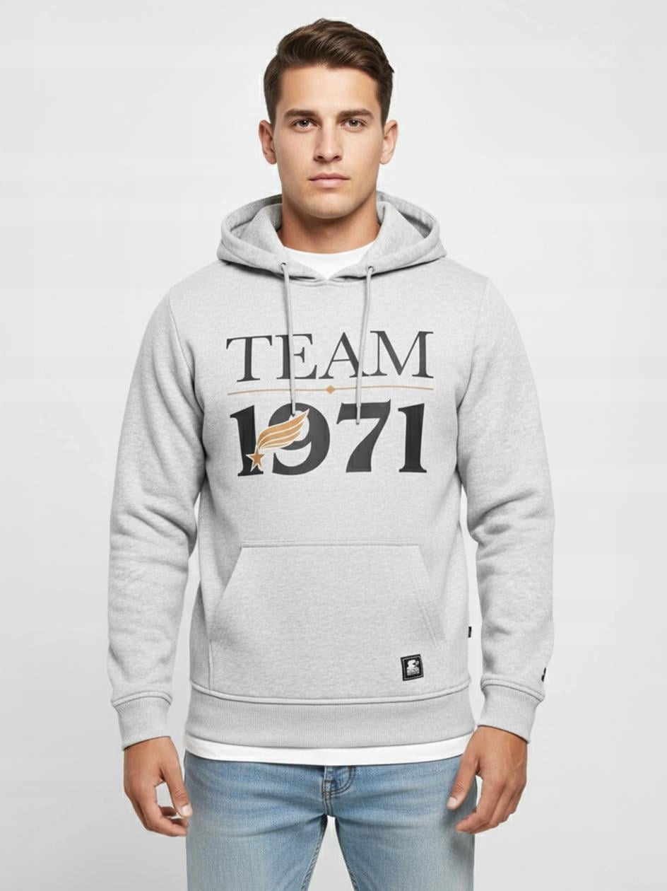 Mikina S Kapucí Šedá Bavlněná Starter Black Label Team 1971 L