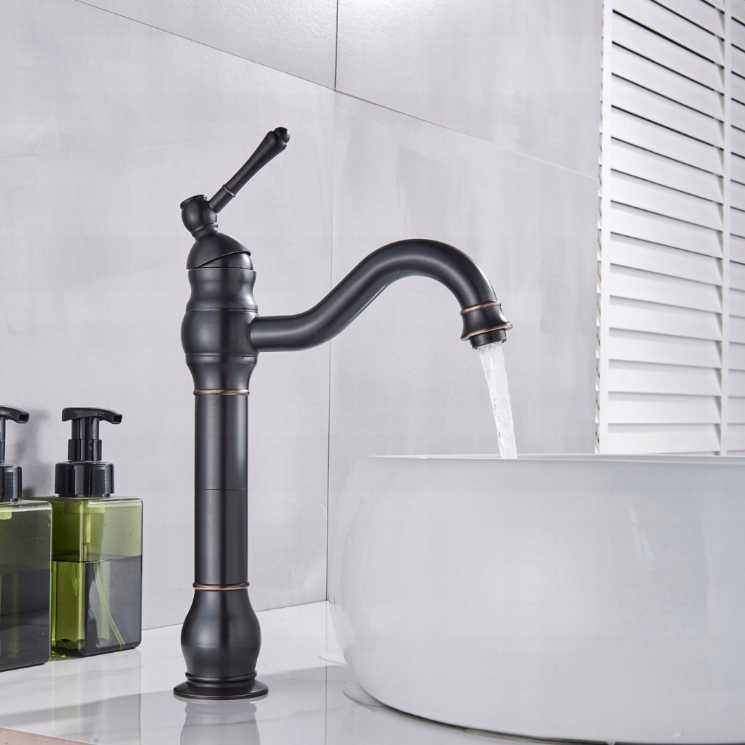 BATERIA UMYWALKOWA STOJĄCA RETRO OBROTOWA WYLEWKA KRAN MOSIĄDZ ARI CZARNA Marka Ari