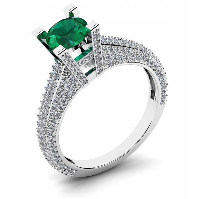 

Pierścionek Z Białego Złota Z Zieloną Cyrkonią