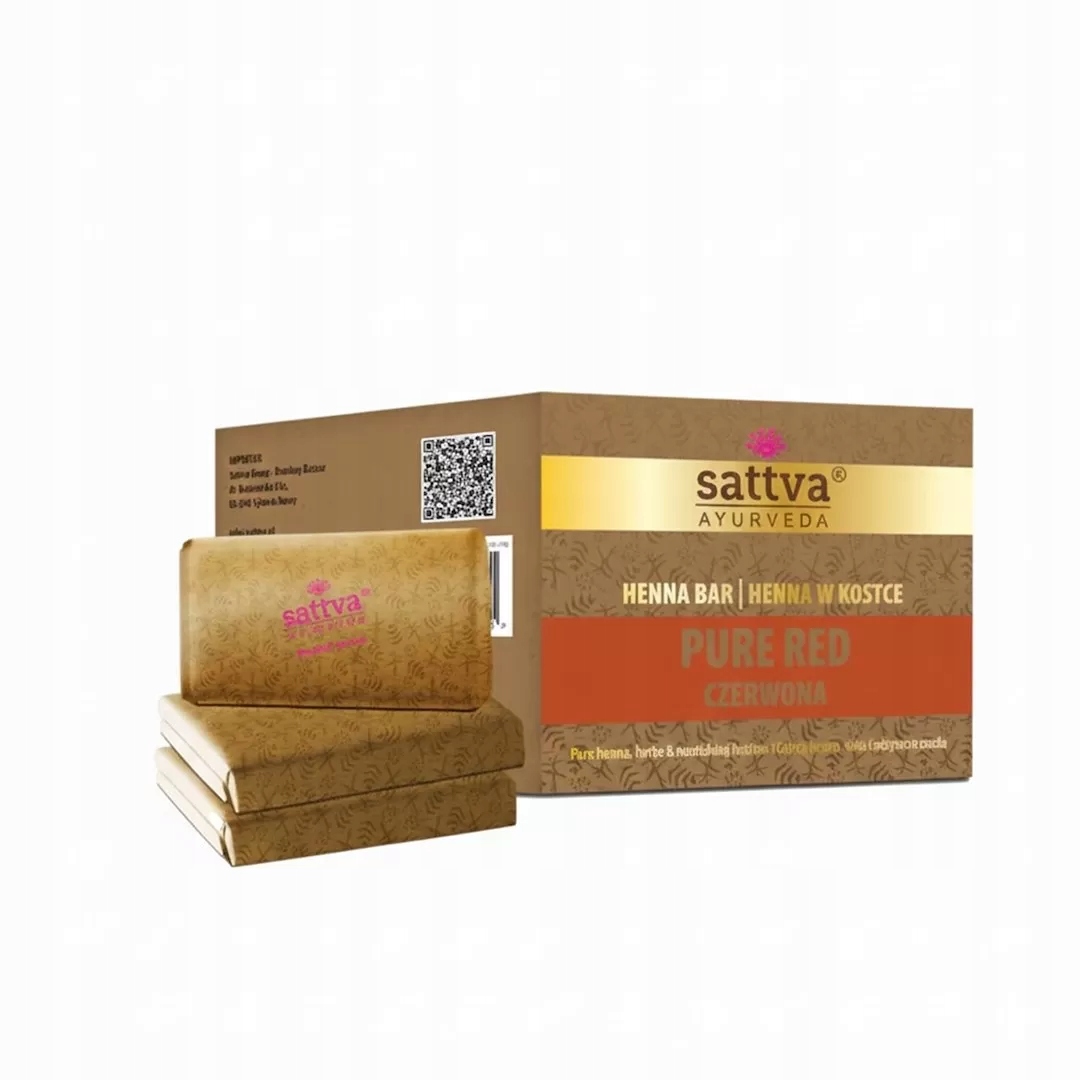 Červená henna v kostce Eco (3 x 80 g) 240 g Sattva (ayurveda)