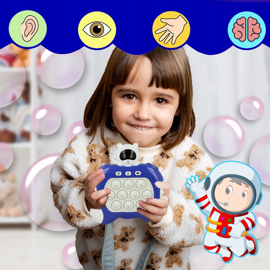 GRA POP IT POPIT elektryczna ANTYSTRESOWA ELEKTRYCZNA GIERKA ZRĘCZNOŚCIOWA Czas rozgrywki Do 15 minut