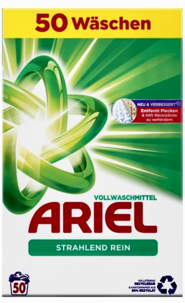 Ariel Strahlend Rein Proszek do Prania białych ubrań 80 prań DE