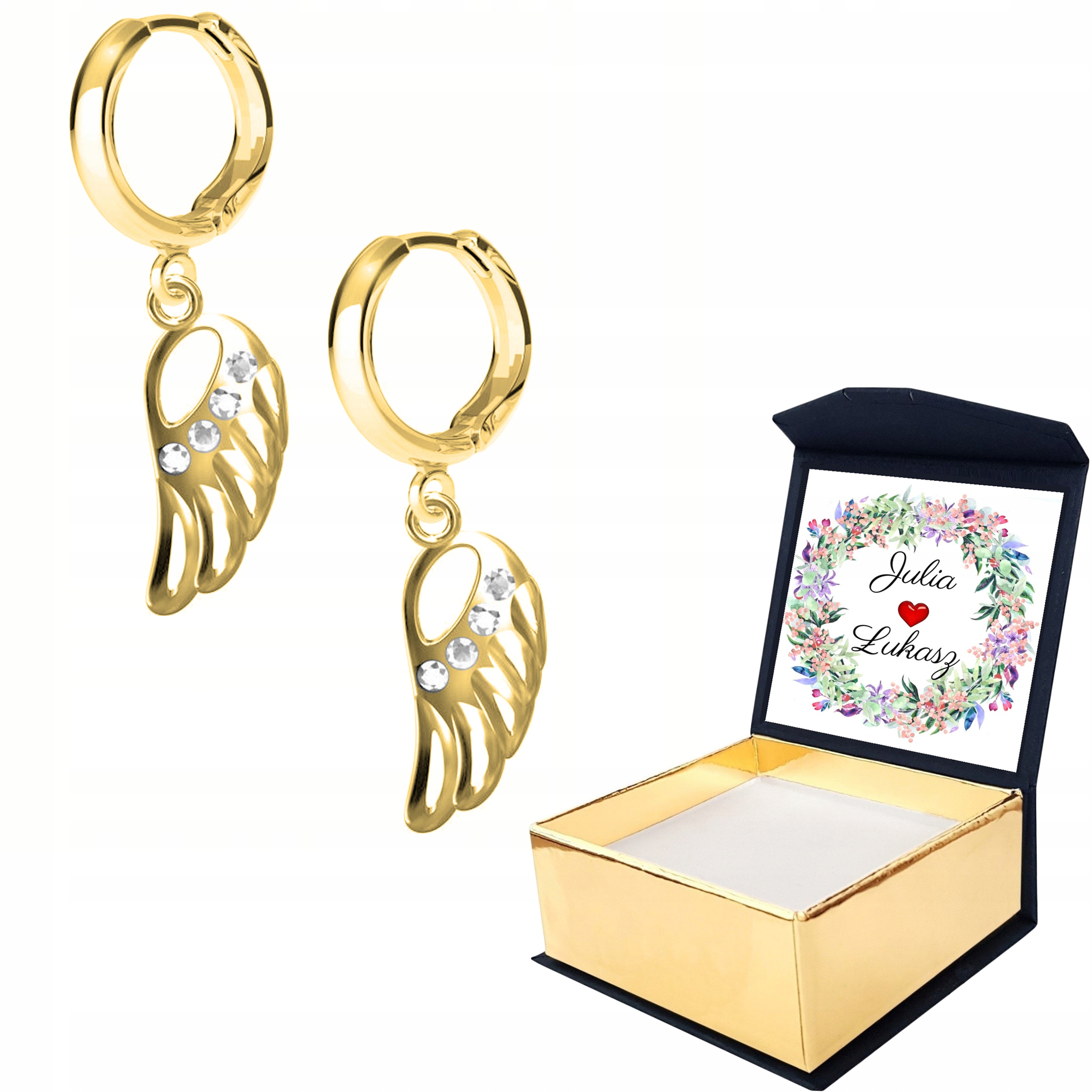 Náušnice zlaté Křídlo Wing 925 Vlastní Potisk