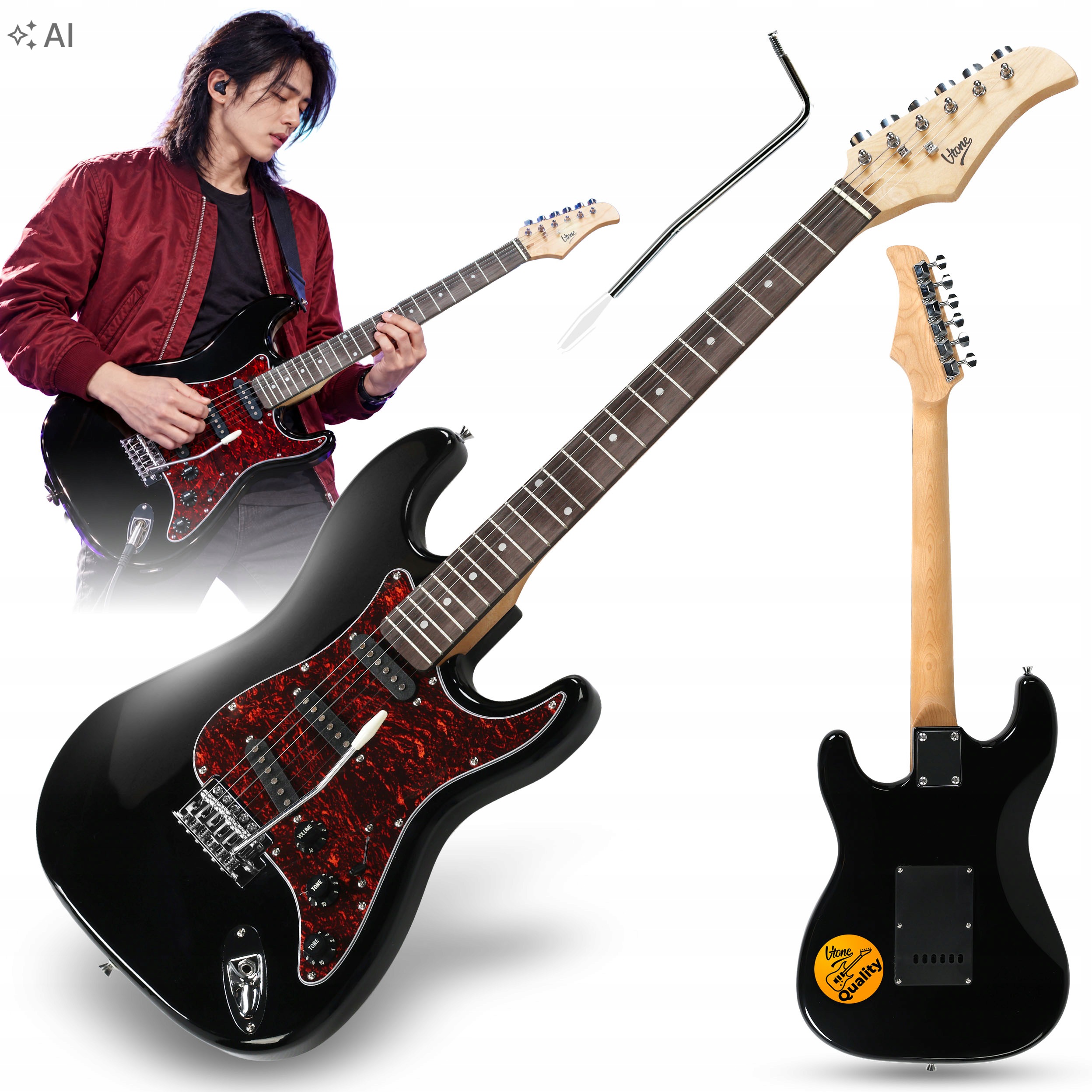 Elektrická Kytara Stratocaster 4/4 Sss Tremolo Plnohodnotné Klíče