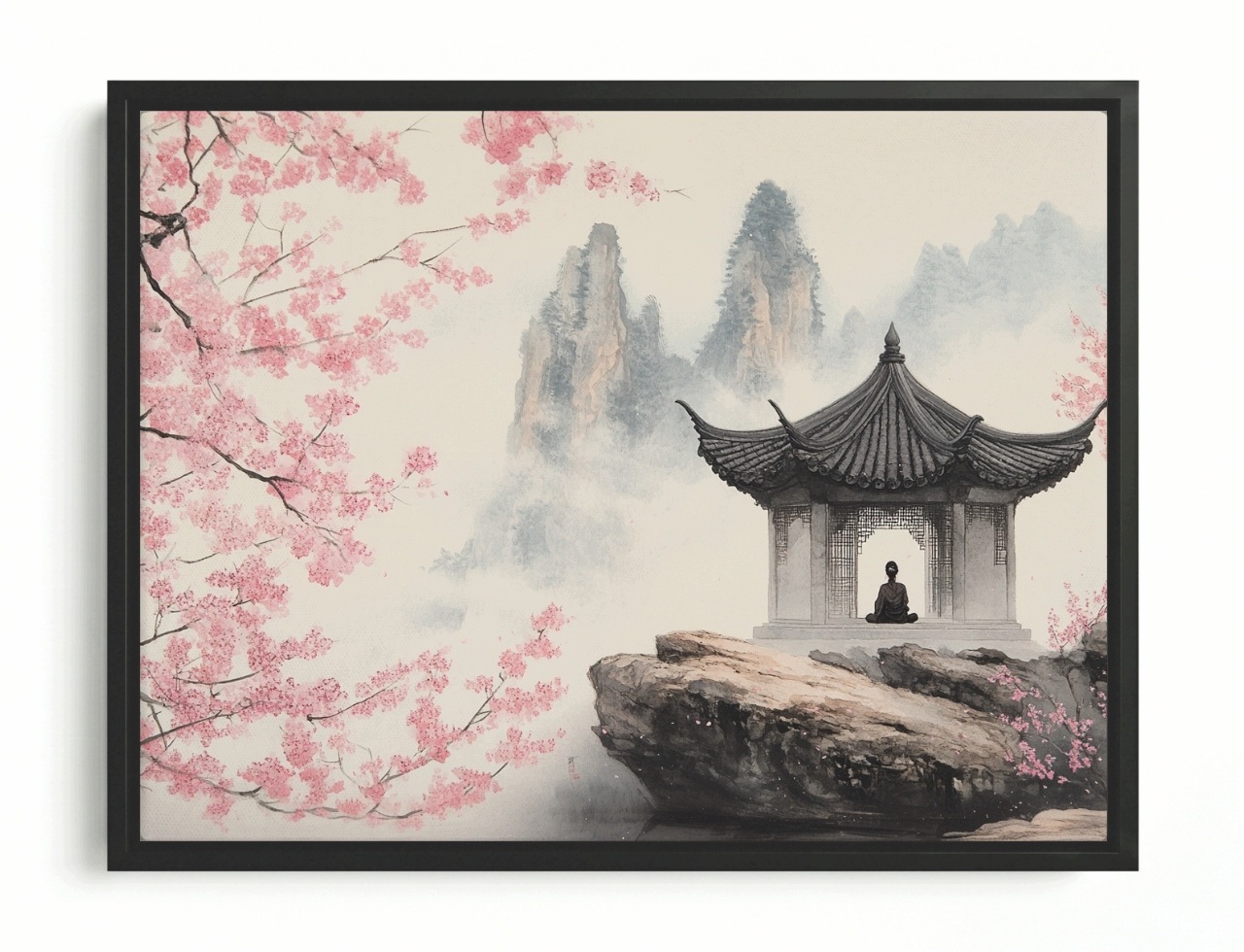 Obraz Rám Americký Box Japonsko Asie Chrám Meditace Višeň Hory 80x60