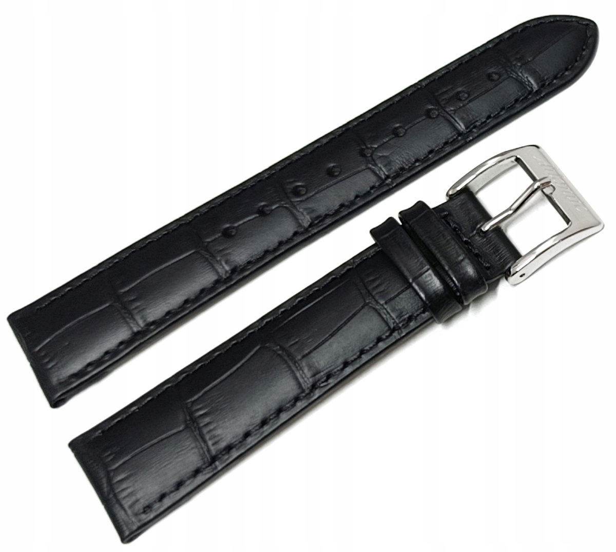 Černý Matný Kožený Řemínek Pro Hodinky Atlantic 20 mm Krokodýl