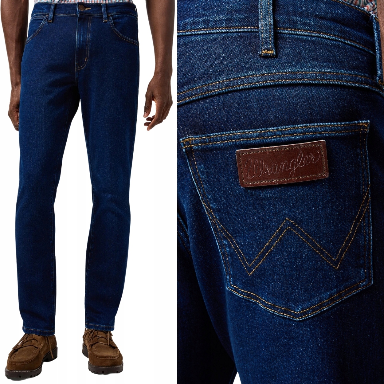 Wrangler Larston slim CosmicBlue přiléhavé tmavé džínové kalhoty W30 L34