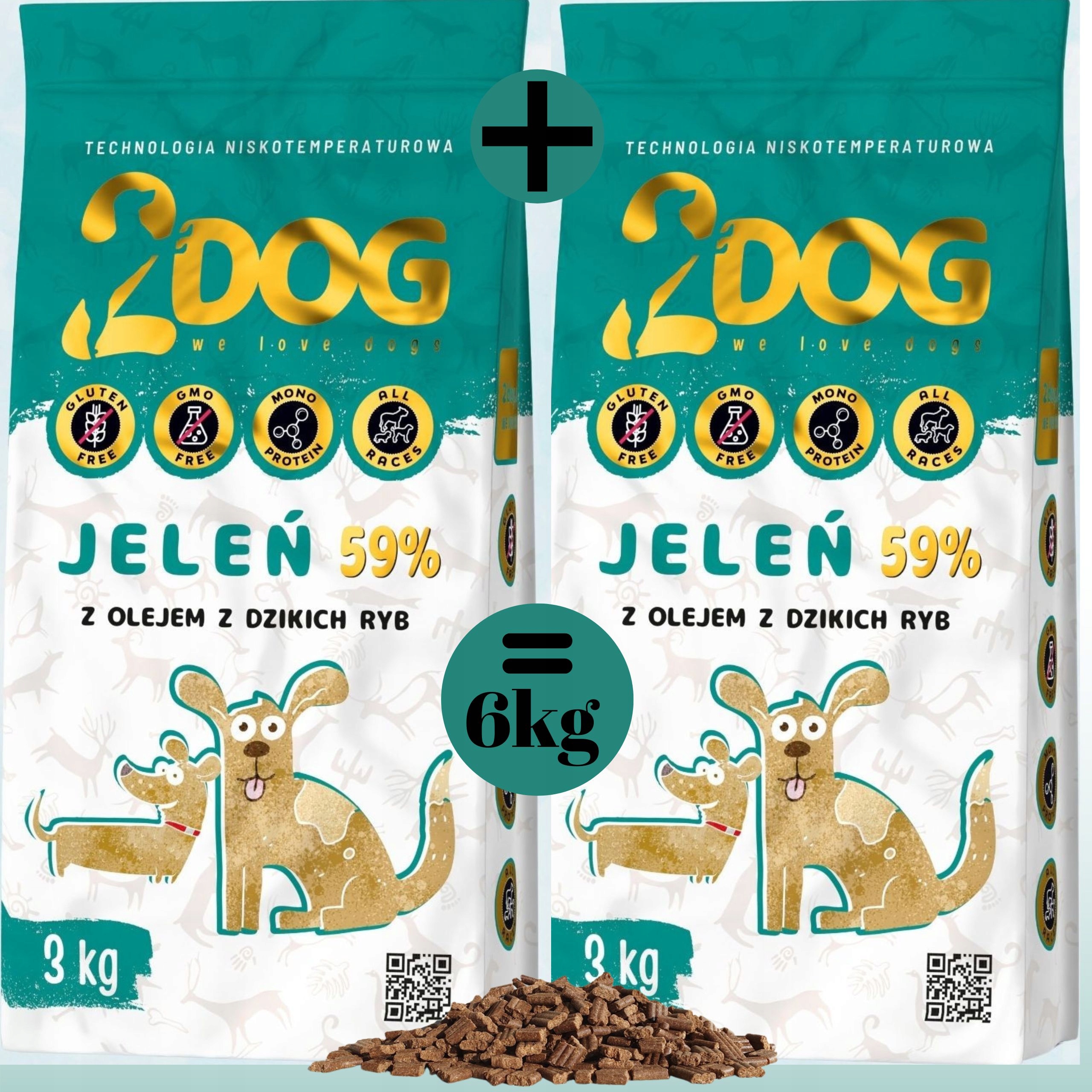 Levně Suché Krmivo Pro Psa 2Dog Jelen 6kg Studeně Lisované Hypoalergenní Bez Lepku